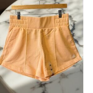 Adidas Women's French Terry Wide Band Athletic Shorts Orange Large NWT